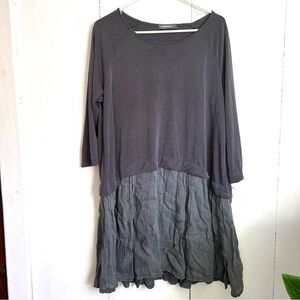 Alembika Gray Layered Inset Drape Tunic Long Top - 4 (Large / 14)